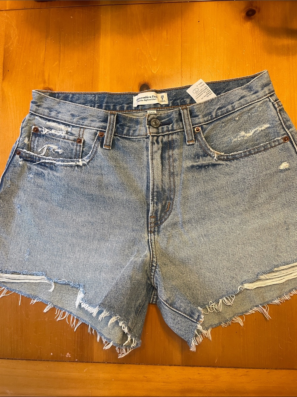 Abercrombie & Fitch Light Blue Distressed Denim Cutoff Shorts